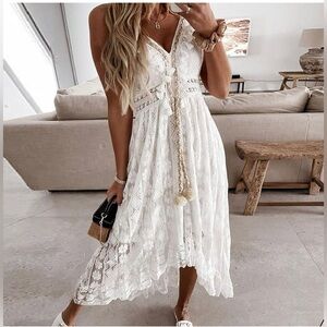 Lace women’s sleeveless summer dress XL